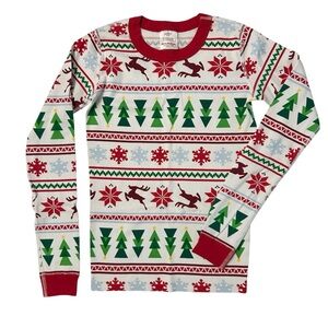Hanna Andersson Fairisle Christmas Print Organic Cotton Pajama Top Sz 160/14